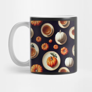 Autumn Orange and White Pumpkin Spice Coffee on Black Mug